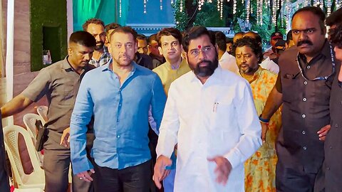 Salman Khan Grand Entry & Maharashtra CM Eknath Shinde's Reaction at Arpita Khan’s Ganpati Darshan 📸