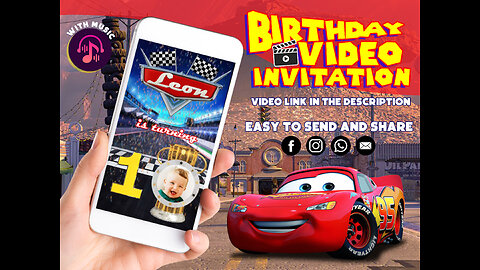 Pixar's Cars - Birthday Video Invitation (with Photo)