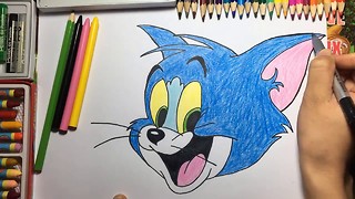 How to draw Tom Cat from cartoon step by step easy by Hoa cuoi