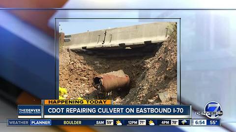 CDOT repairing culvert on Eastbound I-70