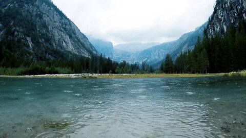 Rain River Lake Mountains Nature Panorama 😊Sounds to Sleep, Study, Relax, Reduce Stress, Insomnia