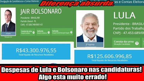 FUNDÃO ELEITORAL DESPESAS DE LULA E BOLSONARO NAS CANDIDATURAS! ALGO ESTÁ ERRADO!!!