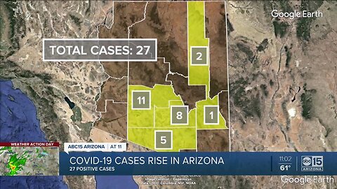 COVID-19 cases rise to 27 in Arizona