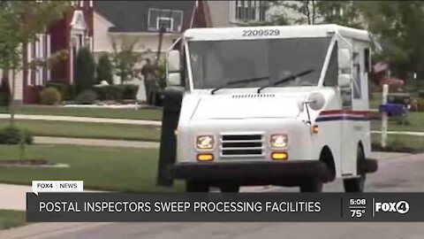 Postal inspectors sweep processing facilities