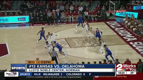 Oklahoma defeats Kansas, ending Jayhawks' hope for a 15th straight Big 12 Championship