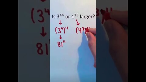 What’s the bigger number between these to large exponent numbers? Learn exponents.