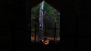 Bushcraft Tarp Setup and Pot Hanger. Survival and Primitive skills. #shorts