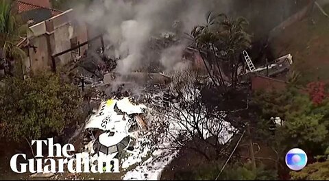 Aerial footage shows plane crash site in Brazil