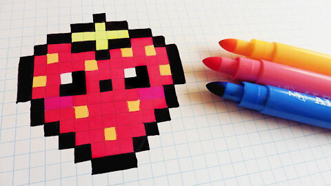 how to Draw Kawaii Strawberry- Hello Pixel Art by Garbi KW