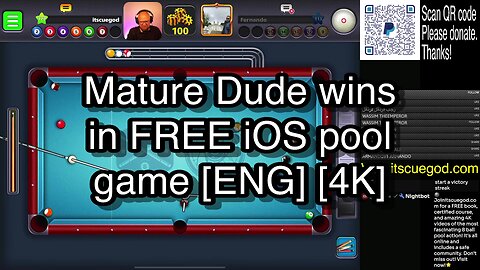 Mature Dude wins in FREE iOS pool game [ENG] [4K] 🎱🎱🎱 8 Ball Pool 🎱🎱🎱