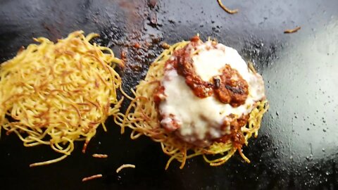 Funky Spaghetti Challenge on the Blackstone Griddle - Spaghetti Burger