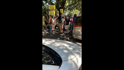 Pro Vaxx corralled by Police, near GARDENS GATE