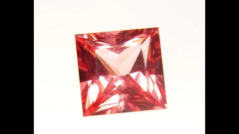 Czochralski Pulled Sapphire Pinkish Orange Padparadscha Princess Cut