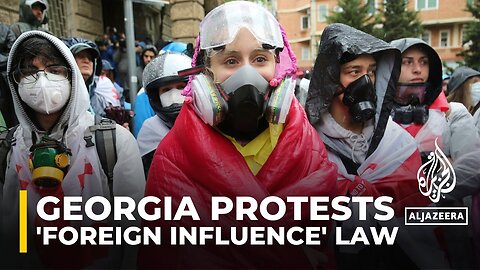 Georgians are protesting outside parliament against reading of 'foreign influence' bill