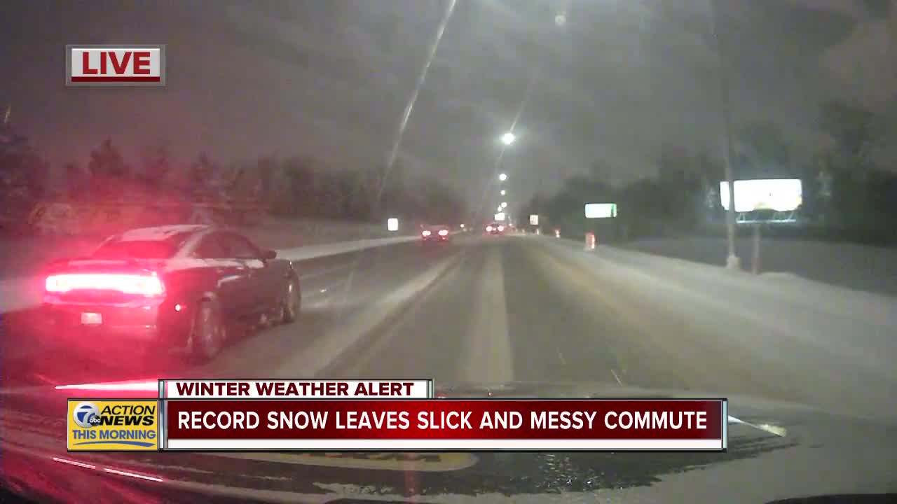 Record snow leaves slick and messy commute