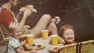 Meet My Dad, Thom Clark. (I'm the blonde-haired kid, he is the man eating that hamburger) | My Father Died On Sept. 5, 2016 At His Home After His Courageous Battle with ALS.