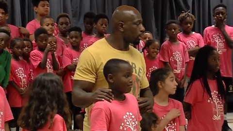 Titus O'Neil spends the afternoon with a group of Jupiter kids