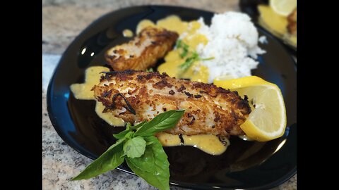 Peach Thai Sauce with Coconut Ling Cod