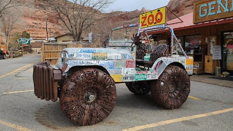 Massive Complex Built into Rock Mountain, Look at This Jeep, Hole N The Rock, Moab, Feb, 2021