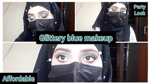 glittery eye makeup tutorial | blue makeup | makeup for beginners | by fiza farrukh