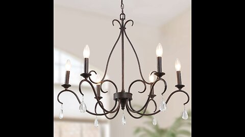 LALUZ Black Chandelier, 6-Light Farmhouse Chandelier for Dining Rooms, Bedroom, Living Room, 28...