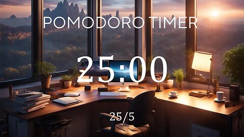 25/5 Pomodoro Timer🌄 Jazz music + Frequency for Relaxing, Studying and Working 🌄