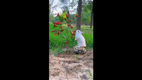 Cute rabbit eat strawberry 🍓