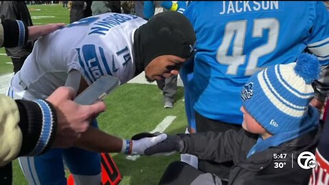 Lions' Amon-Ra St. Brown, teenage fan share 'dream' pregame meeting