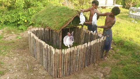 Build Rabbit House using wooden and mud