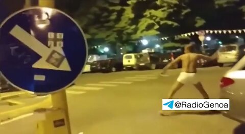 Moroccan Invader In His Underwear Throws Stones At Restaurant & Gets Beat By Italian Customers