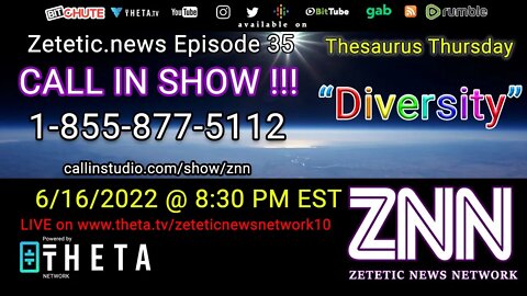 Zetetic News Cast Ep. 35 LIVE! "Diversity" Call in 1-855-877-5112 @ 8:30 PM EST