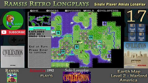 Sid Meier's Civilization | 1992 | Amiga | Warlord | EARTH | America - Episode #17 | Longplay