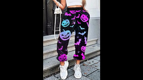 Halloween Gradient Pumpkin Face Bat Spider Sweatpants