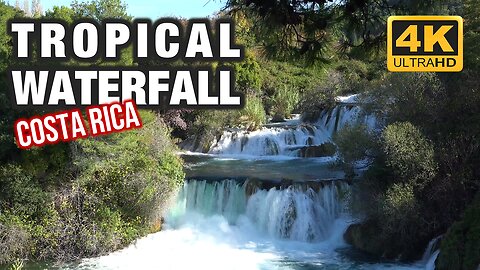 Costa Rica Jungle Waterfall birds tweeting | Nature Sounds | ambience, relaxing, meditation 4K UHD