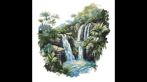 TROPICAL WATERFALL Cross Stitch Pattern by Welovit | welovit.net | #welovit