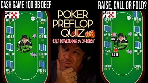 POKER PREFLOP QUIZ CO FACING A 3-BET #3