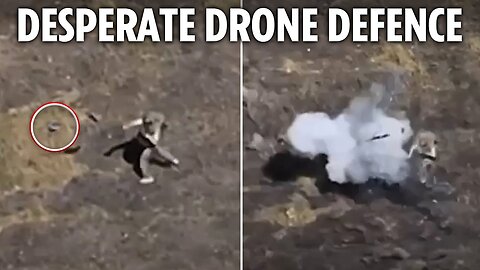 Russian soldier throws his GUN at killer Ukrainian drone in frantic no man's land duel