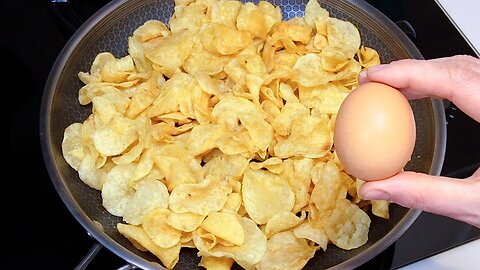 Only 3 ingredients! Just add eggs to the potato chips. It is so delicious! ASMR!