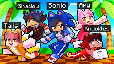 10 Friends on one SONIC BLOCK! Minecraft Game