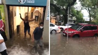 Extreme footage captures heavy floods at hospital in Brazil