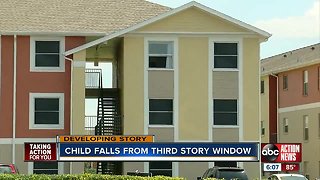 Child hurt after falling from 3rd story window