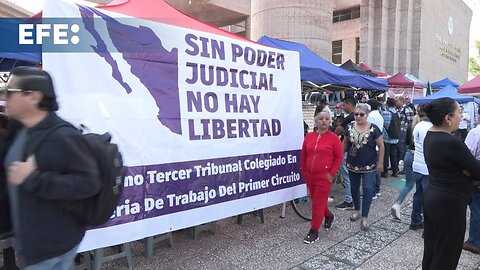 Trabajadores del Poder Judicial mexicano amplían su plantón al Congreso contra la reforma