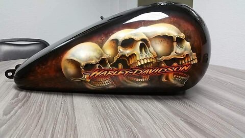 Airbrush Art Harley Davidson Tank layout Custom paint work