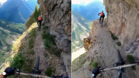 Cycling in the narrow mountain path is the most scary thing ever