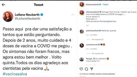 Leilane neubarth. Agradeço a vacina... OBRIGADO Sientistas!!!!