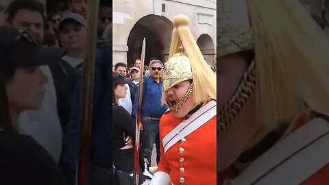 Guard shouts at tourist walking in front of him #horseguardsparade