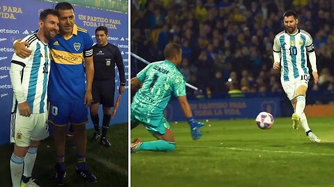 Lionel Messi appears as SPECIAL GUEST at farewell match for Boca Juniors' greatest idol Riquelme