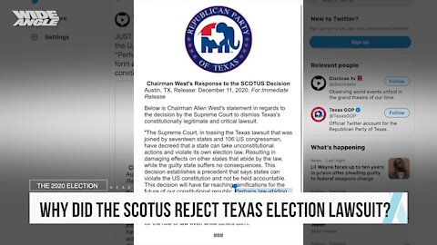 Wide Angle with Brendon Fallon ~ Why did the Supreme Court reject Texas' election lawsuit?