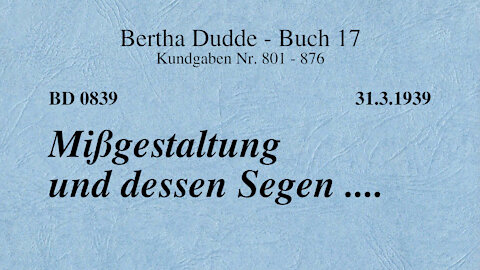 BD 0839 - MISSGESTALTUNG UND DESSEN SEGEN ...