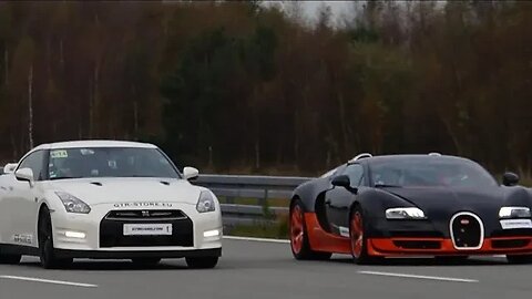 🤯Tuned Nissan GT-R vs Bugatti Veyron Vitesse 1200 HP brutal streetrace 360 km/h 225 mph